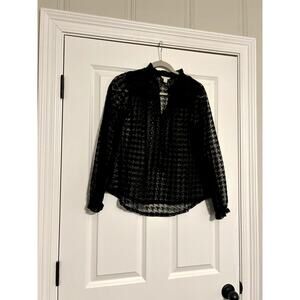 C Established 1946 Black Houndstooth Overlay Blouse, size XS